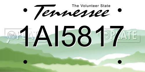 1AI5817 Tennessee License Plate