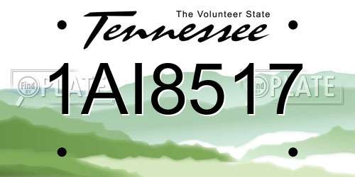 1AI8517 Tennessee License Plate