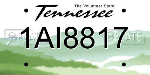 1AI8817 Tennessee License Plate
