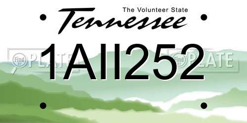 1AII252 Tennessee License Plate