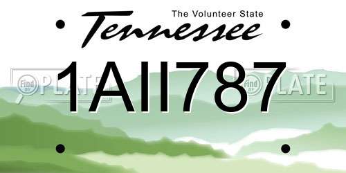 1AII787 Tennessee License Plate
