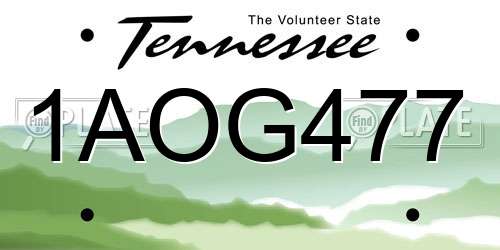1AOG477 Tennessee License Plate
