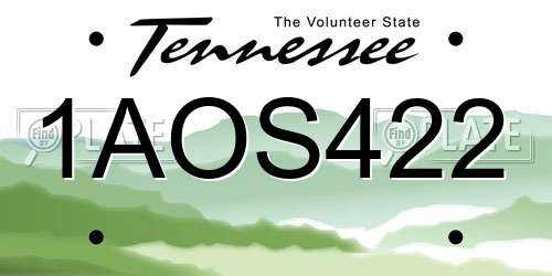 1AOS422 Tennessee License Plate