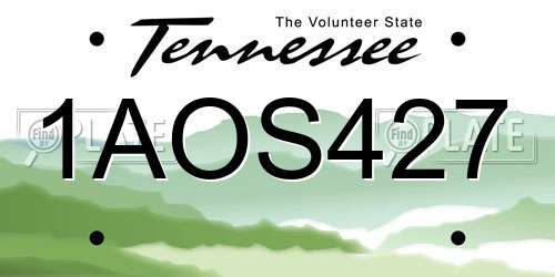 1AOS427 Tennessee License Plate
