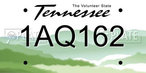 1AQ162 Tennessee License Plate