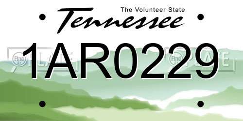 1AR0229 Tennessee License Plate