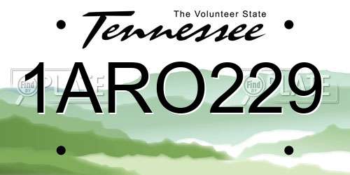 1ARO229 Tennessee License Plate