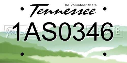 1AS0346 Tennessee License Plate