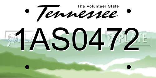 1AS0472 Tennessee License Plate