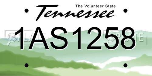 1AS1258 Tennessee License Plate