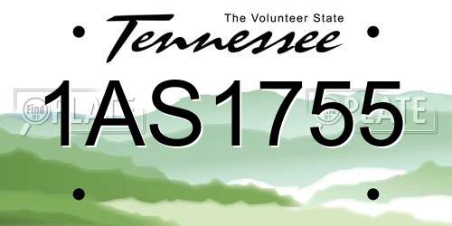 1AS1755 Tennessee License Plate