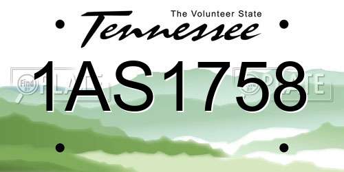 1AS1758 Tennessee License Plate