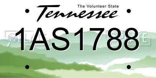 1AS1788 Tennessee License Plate