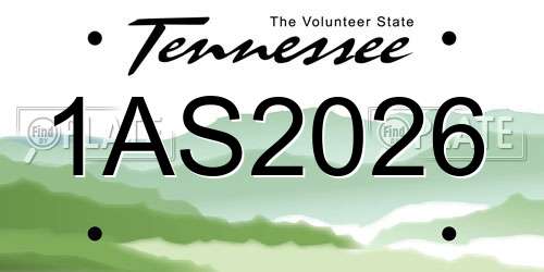 1AS2026 Tennessee License Plate