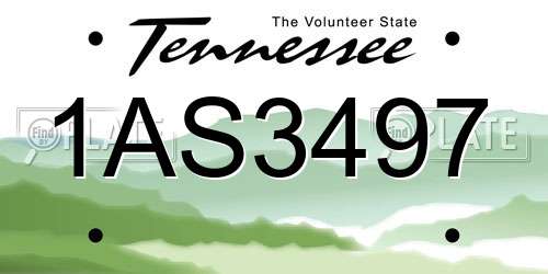 1AS3497 Tennessee License Plate