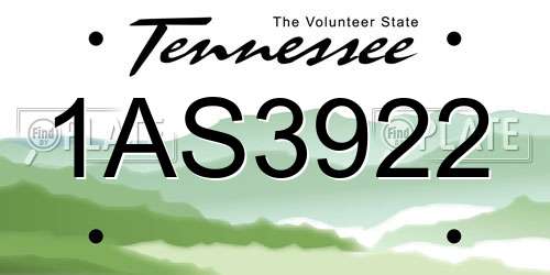 1AS3922 Tennessee License Plate