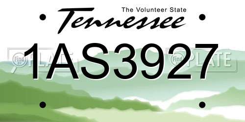 1AS3927 Tennessee License Plate