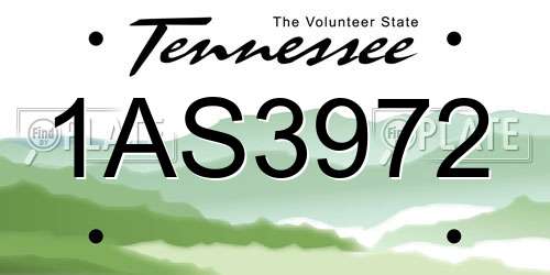 1AS3972 Tennessee License Plate