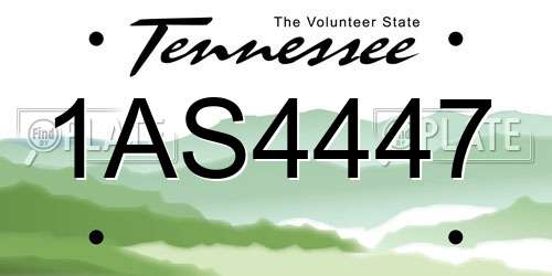 1AS4447 Tennessee License Plate