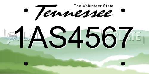 1AS4567 Tennessee License Plate