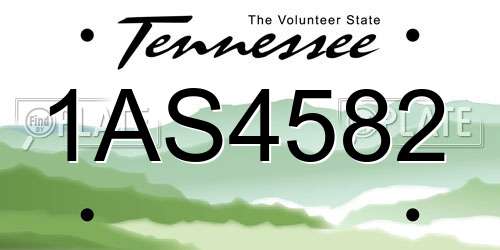 1AS4582 Tennessee License Plate