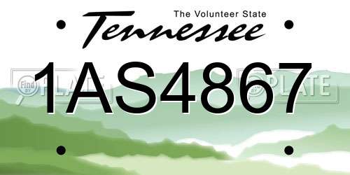 1AS4867 Tennessee License Plate