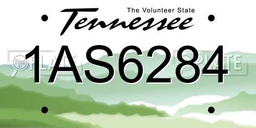 1AS6284 Tennessee License Plate