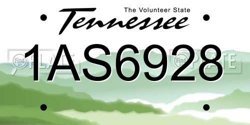 1AS6928 Tennessee License Plate