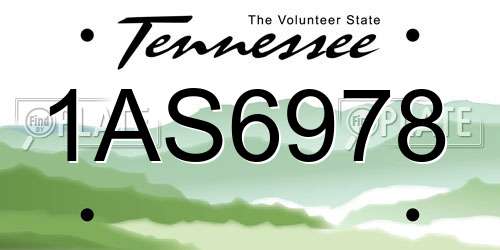1AS6978 Tennessee License Plate