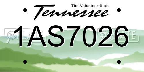 1AS7026 Tennessee License Plate