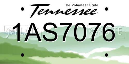 1AS7076 Tennessee License Plate