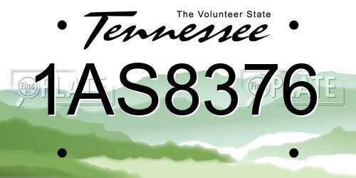 1AS8376 Tennessee License Plate
