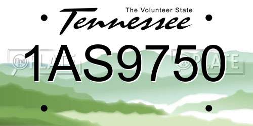 1AS9750 Tennessee License Plate