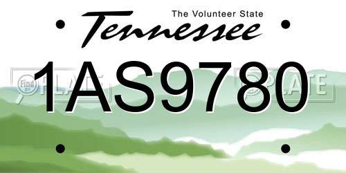 1AS9780 Tennessee License Plate