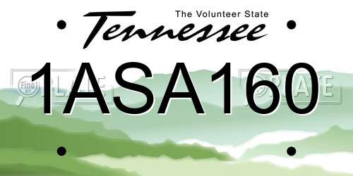 1ASA160 Tennessee License Plate
