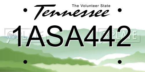 1ASA442 Tennessee License Plate