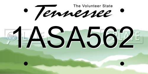1ASA562 Tennessee License Plate