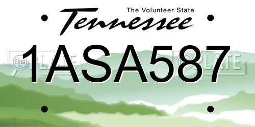 1ASA587 Tennessee License Plate
