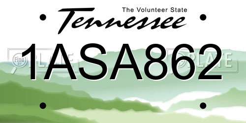 1ASA862 Tennessee License Plate