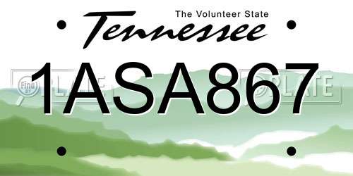1ASA867 Tennessee License Plate