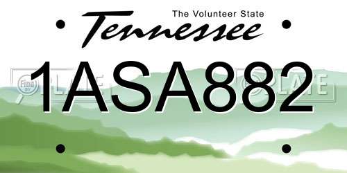 1ASA882 Tennessee License Plate