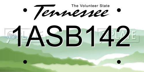 1ASB142 Tennessee License Plate
