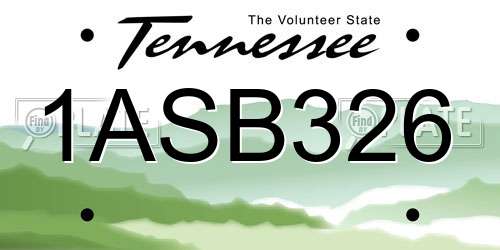 1ASB326 Tennessee License Plate