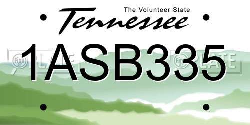 1ASB335 Tennessee License Plate