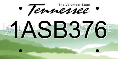 1ASB376 Tennessee License Plate