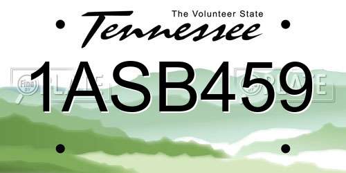 1ASB459 Tennessee License Plate