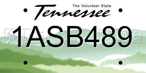 1ASB489 Tennessee License Plate