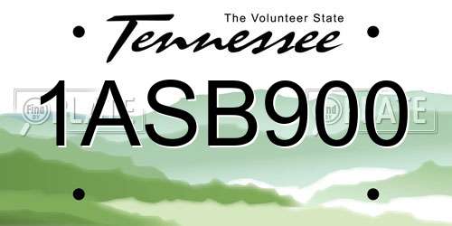 1ASB900 Tennessee License Plate