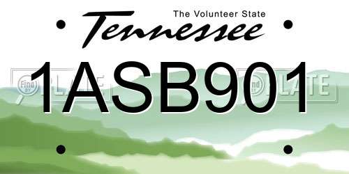 1ASB901 Tennessee License Plate