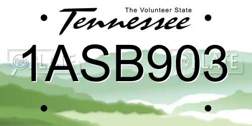 1ASB903 Tennessee License Plate